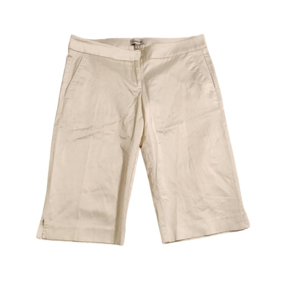 Bebe white satin‎ Bermuda Dressy Vacation shorts size 10
